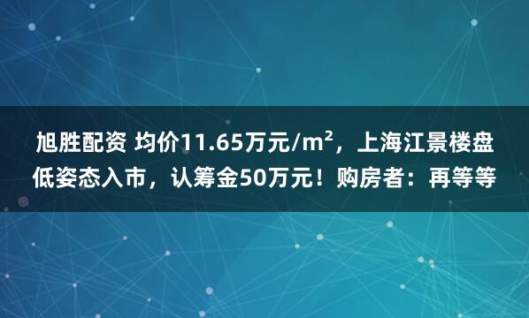 旭胜配资 均价11.65万元/m²，上海江景楼盘低姿态入市，认筹金50万元！购房者：再等等